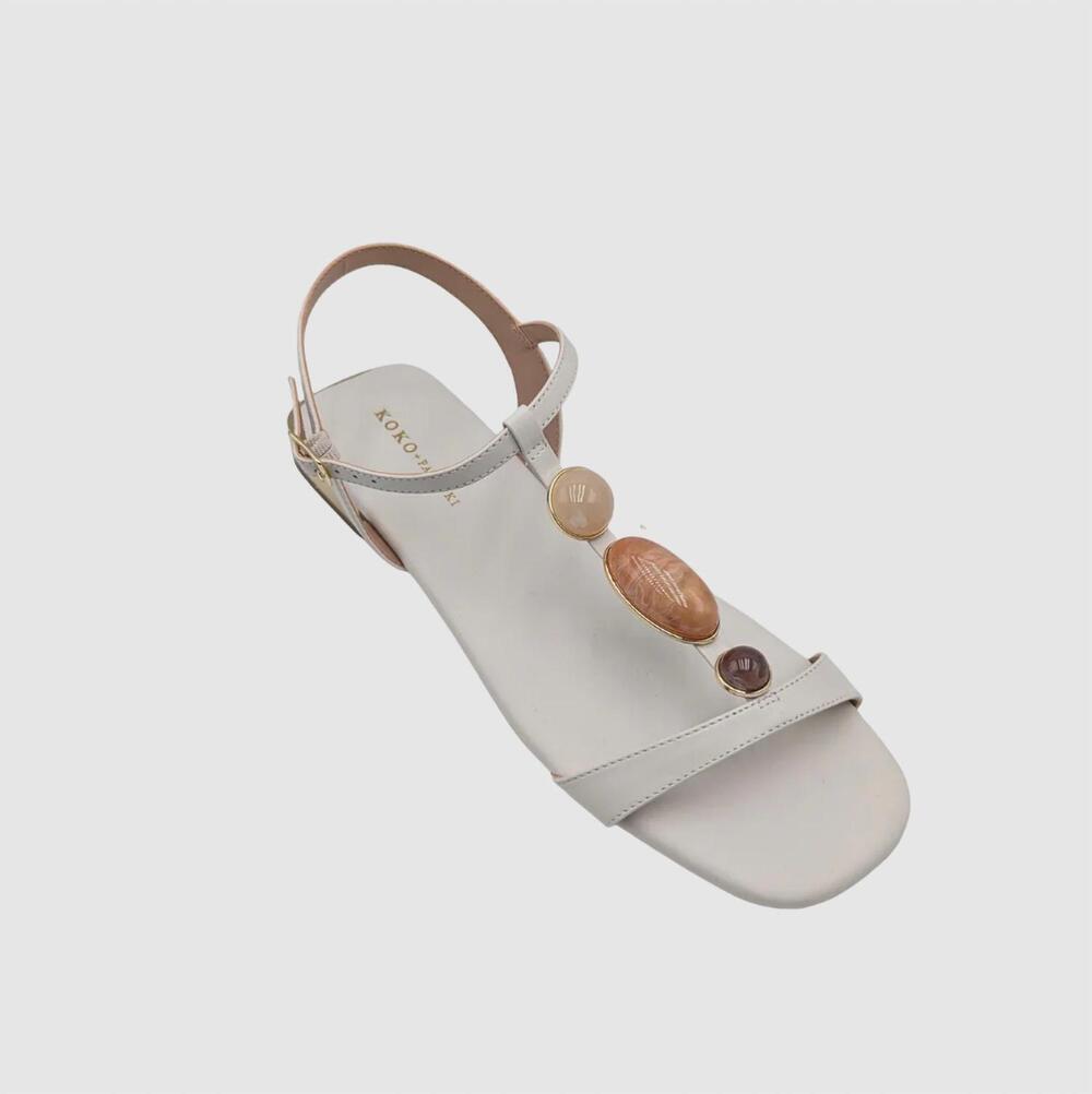 NEW KOKO + PALENKI women's sona leather sandal in ice